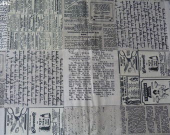 C442 newspaper fabric beige/ecru 35x60cm coupon