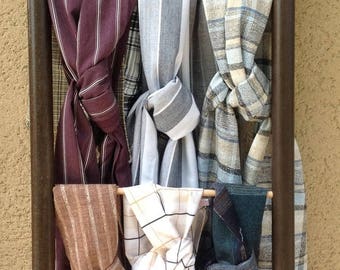 Cheich,écharpe , foulard lin/coton carreaux et lignes. Fête des pères,10 modèles différents dans la boutique.