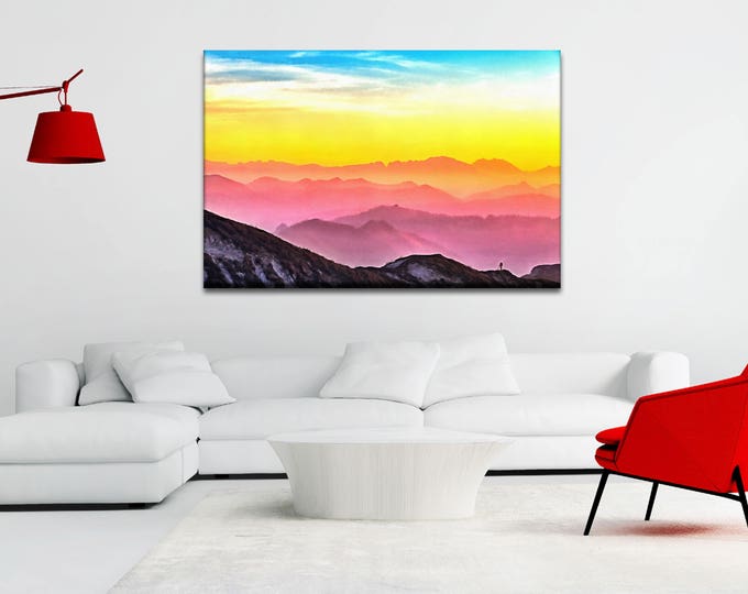 Dawn in the mountains canvas, Altmünsterhof print, Nature poster, Wall Art Canvas Print, Interior decor, room decor, landscape picture, gift