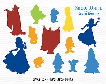Download Snow White and the seven dwarfs Silhouettes // Disney Princess