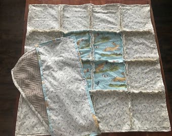HQ 3pc Antique "Guess How Much I Love you" quilt with burp cloths