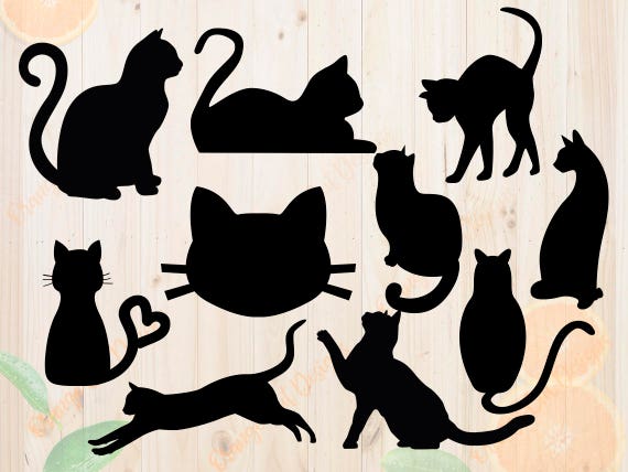 Download Cat Svg Cat silhouettes cut files Cat Eps & Png Kitties svg