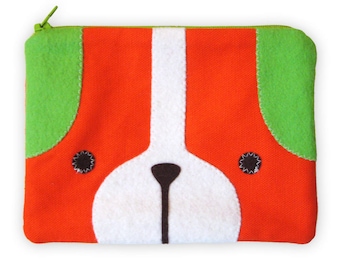 Puppy Dog Zipper Pouch in Orange