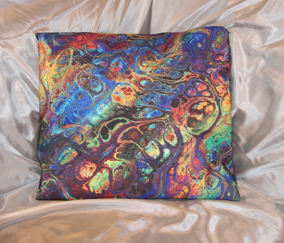 Handmade Vibrant Throw Decorative Designer Artist Created Pillow 18 inch Square with Zipper and Insert