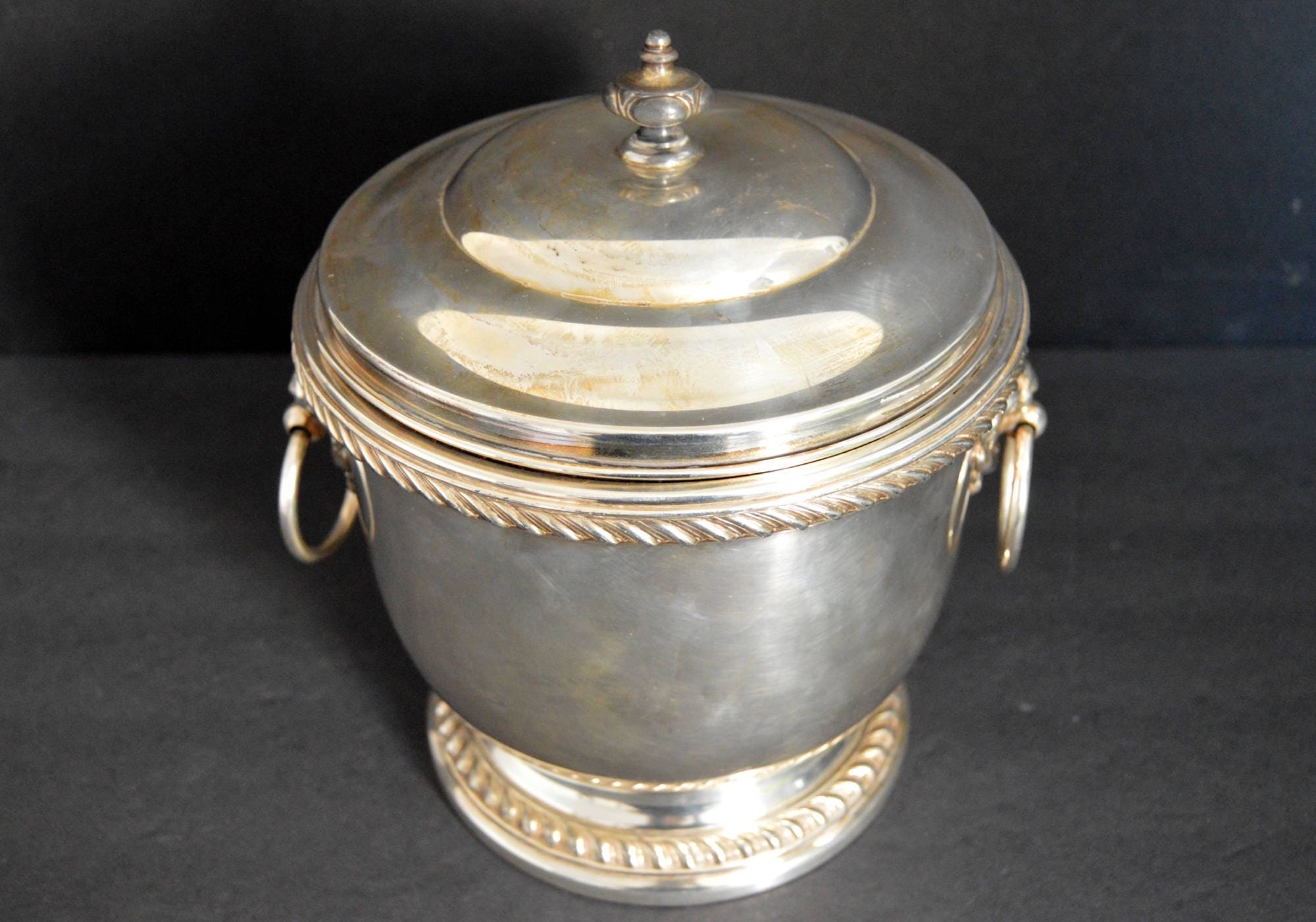 Silver Lion Head Ice Bucket Insulated Silverplated Wine