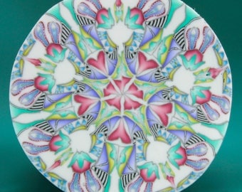 Large Circle Kaleidoscope Polymer Clay Cane -'Summer Sunrise' series (50bb)