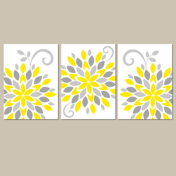 Yellow Gray Wall Art Canvas or Prints Yellow Gray Bathroom