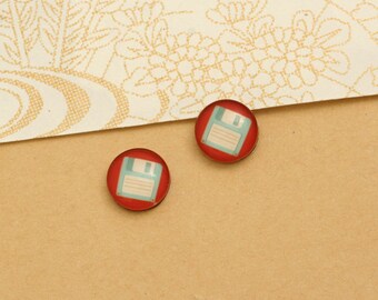 10pcs handmade floppy disk round clear glass dome cabochons 12mm (12-0094)