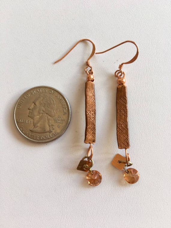 Copper Drop EarringsHammered Copper EarringsSale Jewelry
