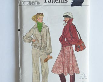 1970s Vintage Vogue Sewing Pattern 9911 Womens Blouson Jacket, Raglan Sleeves, Pointed Collar, Straight Leg Pants & Flared Skirt Size 14