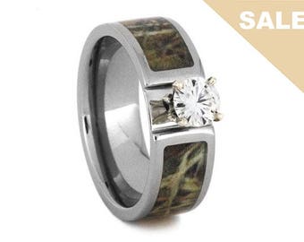 on sale solitaire moissanite engagement ring camo ring with titanium unique woman engagement - Camo Wedding Rings For Him on sale solitaire moissanite engagement ring camo ring with titanium unique woman engagement - Camo Wedding Rings For Him