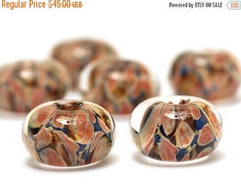 ON SALE 30% off Handmade Glass Lampwork Bead Sets - Six Orange Rondelle Beads - 10704921