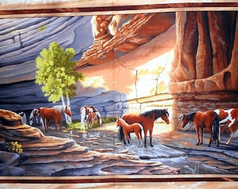 24" Fabric Panel - Sundance Horse Canyon River Wallhanging - Quilting Treasures