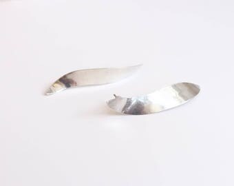 Vintage Sterling Silver Wave Earrings/ Modernist Post Earrings/ Minimalist