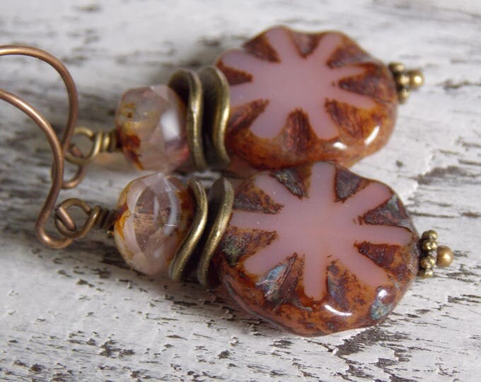 Opal Mauve Starburst Earrings Czech Glass Beaded Earrings Rustic Woodland Earthy Bead Pink Boho Dangle Drop Earrings Opal Mauve Starburst Earrings Czech Glass Beaded Earrings Rustic Woodland Earthy Bead Pink Boho Dangle Drop Earrings