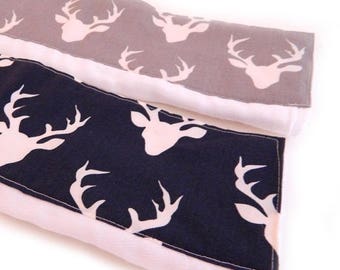 SALE Deer Burp Cloths, Navy Gray Animal Boy Burp Cloth - Diaper Burp Cloth set of 2 // Animal Burp Cloth // Baby Shower Gift / Cotton Burp