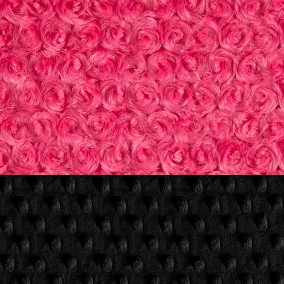 Minky Adult Blanket, Personalized Blanket - Pink Fuchsia Rose & Black Throw Twin Size // Pink Black Blanket // Soft Blanket // Name Blanket