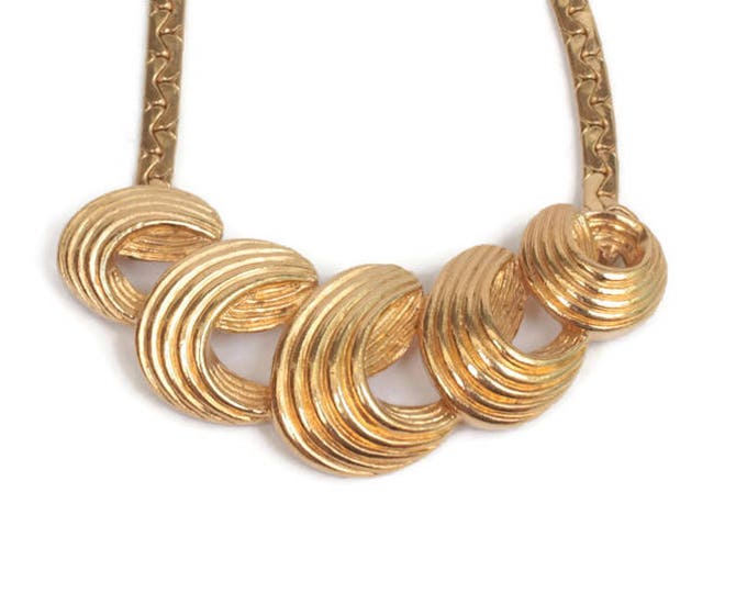 Mod Swirled Design Necklace Gold Tone Vintage Avon