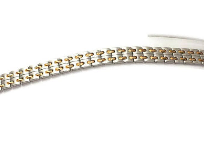 Silver Tone Bracelet Gold Tone Accents Industrial Chic Machine Age Larger Wrist