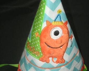 ON SALE Custom Monster Birthday Party Hat Monogrammed Personalized