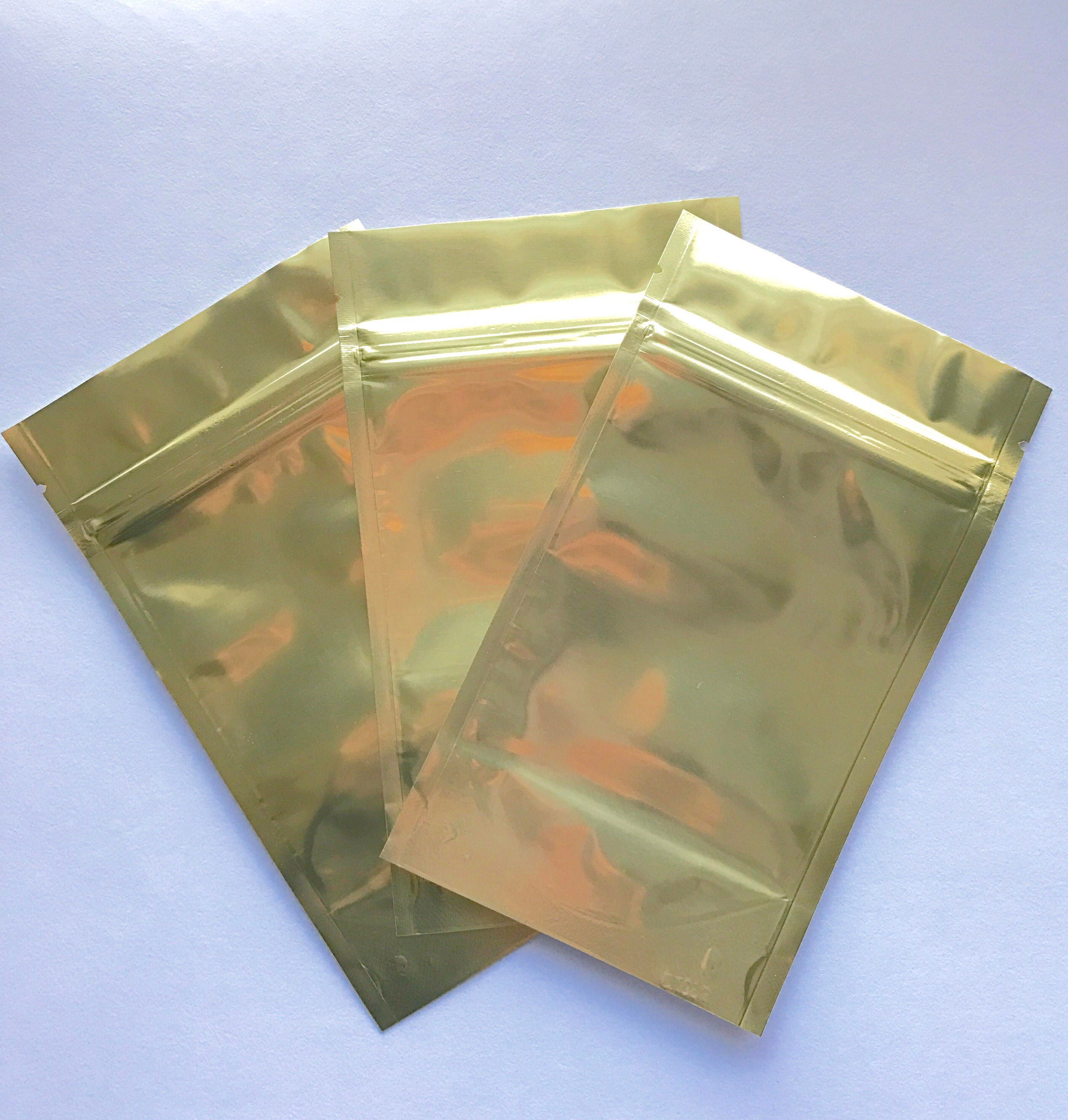 100-GOLD/CLEAR Foil Stand Up Pouches, Heavy Duty 5.4mil, Tear Notch ...