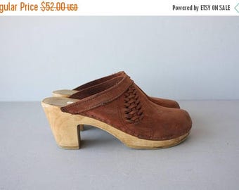 48 HR FLASH SALE Vintage Danish Clogs | Sven Clogs | Vintage Mules | Nubuck Leather Mules | High Heel Clogs - (size 10)