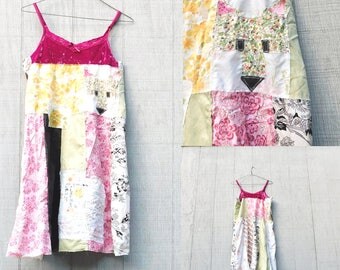 Upcycled Tunic, ReFashion, Mixed Media Art, Fox Dress, Collage, Quilt Block, Patchwork Shirt, Wearable Art, Fun Clothes, Tank dress, Eco