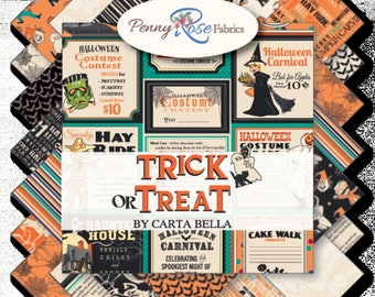 Trick or Treat Charm Pack - Halloween Charm Pack - Halloween Fabric - 5" Inch Precut Fabric Squares - Penny Rose Fabrics