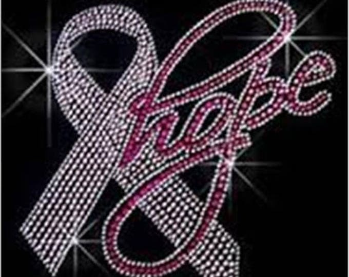 Breast Cancer Awareness Rhinestone T-Shirt Sizes XS-4XL - Hope Ribbon
