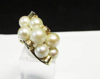For Sale Vintage Estate Beautiful Ming's of Honolulu 7 High Luster White Pink Toned Pearl Ring