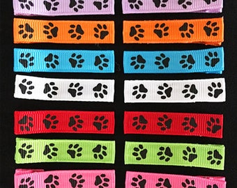 7 Pairs Paw Print Alligator Hair Clips with No Slip Grip