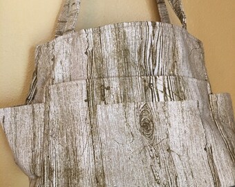 Katrina#1679, Large Project Tote, Expanding Project Tote, Large Knitting Bag, Wood Pattern Knitting Tote, Expand Knitting Bag, Crochet Bags
