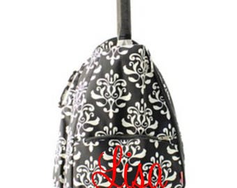 Black and White Damark design Tennis bag tote Backpack style Personalized for FREE