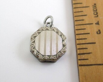 Tiny Locket Charm or Pendant - Vintage Silver Tone, 10mm