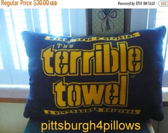 CHRISTMAS IN JULY Black - Pittsburgh Steelers- Terrible Towel Pillow - Black Fleece Backing - Price Is For 1 - 21 x 14 After Sewing - Read