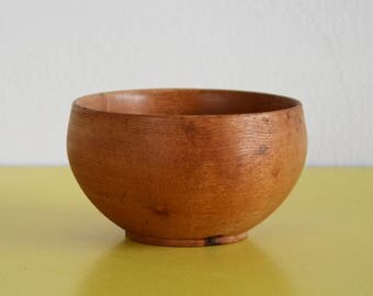 Vintage Wooden Bowl, Small Rustic Wooden Trinket Dish, Bohemian Wooden Decorative Bowl, Rustic Wood Bowl