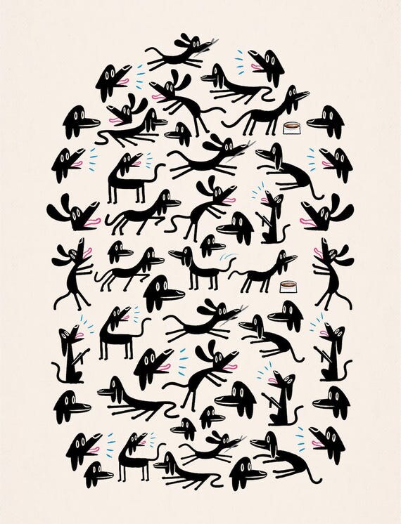 A Dog's Life - Childrens Art - Animal Art - Kids Art - Limited Edition Art Poster Print by Oliver Lake - iOTA iLLUSTRATiON
