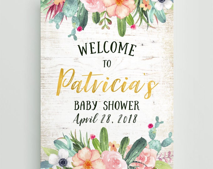 Succulents Cactus Boho Sweet Floral Welcome Party Sign, Bridal Shower, Baby Shower, Birthday Wedding etc. Printable Welcome Sign V.3