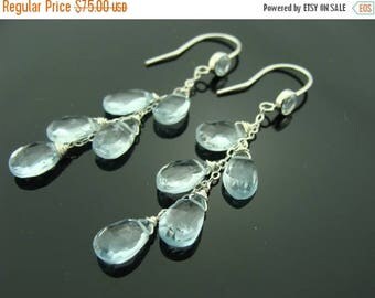 Sky Blue Topaz Cascade Sterling Silver Dangle Earrings