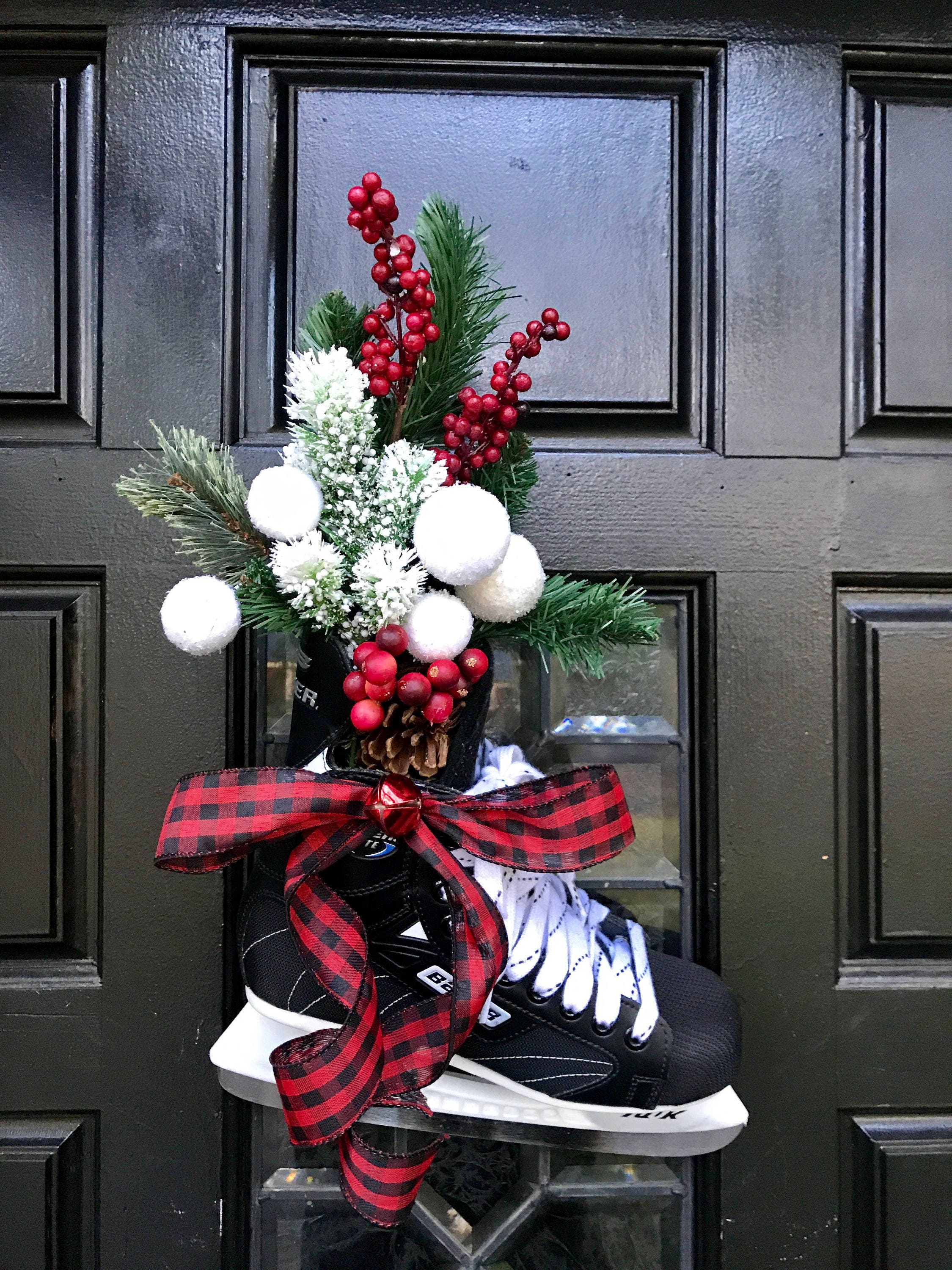 Holiday Wreath Christmas Wreath Christmas Ice Skate Wreath Wreath