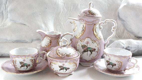 Green or Pink & Gold Unicorn Tea Set, Unicorn Teacup, Tea Green or Pink & Gold Unicorn Tea Set, Unicorn Teacup, Tea