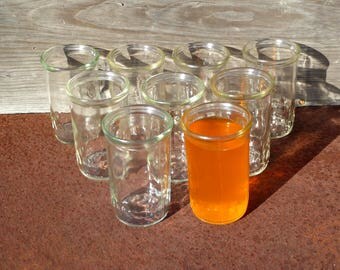 Old Jelly Jar Glasses - 9 Jars, Texas Jelly Jar Glasses, Clear Plain Old Jelly Glasses Nine