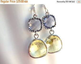 SALE Glass Earrings, Yellow Earrings, Purple Earrings, Citrine Earrings, Wedding, Bridesmaid Earrings, Bridal Earrings Jewelry, Bridesmaid G
