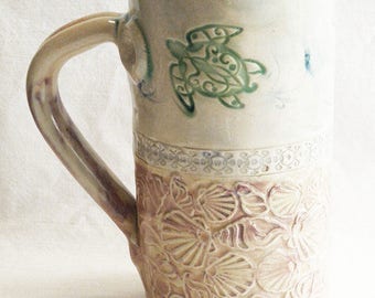 ceramic seaside coffee mug 20oz stoneware 20D031