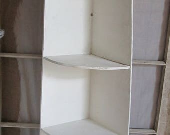 Salvaged Tall White Wood Corner Vintage Shelf