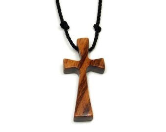 Tigerwood Cross Necklace, Cross Pendant, Mens Cross Necklaces, Wooden Cross Pendant, Brazilian Tigerwood, Reclaimed Wood, Mens Jewelry Cross