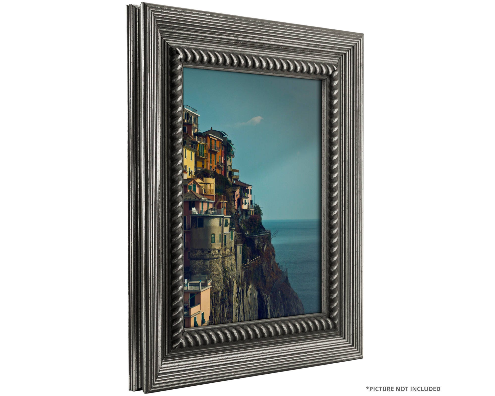 Craig Frames, 24x32 Inch Rustic Antique Silver Picture Frame, Barnwood