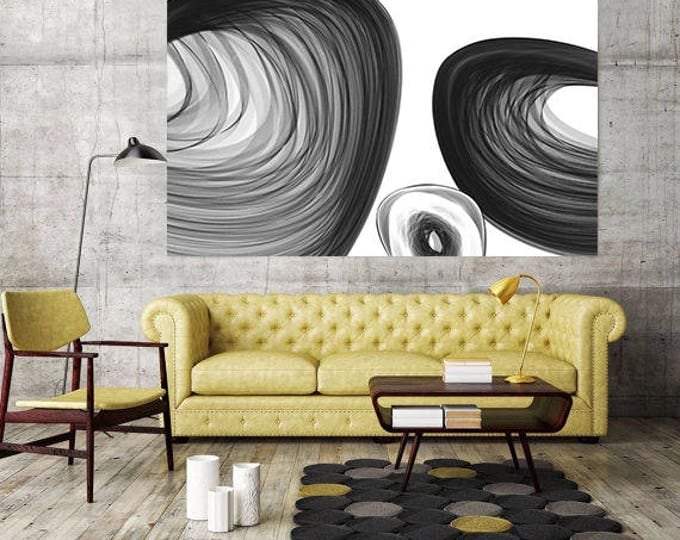 Abstract Black and White 48-28. Contemporary Black White Abstract Wall Decor, Large Contemporary Canvas Art Print up to 72" by Irena Orlov