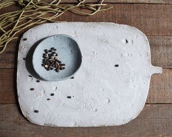 Large Cheese Platter with Bonus Spice Bowl - Serving Platter - Ceramic Cheese Platter - Pottery Platter - Platter