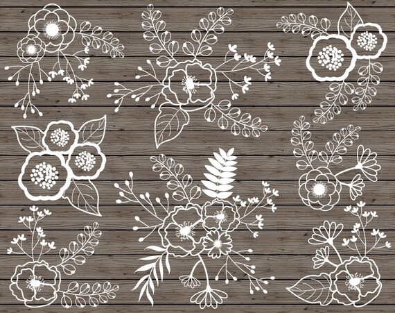 Rustic Floral Clipart Vector Flowers Clipart Rustic Flowers
